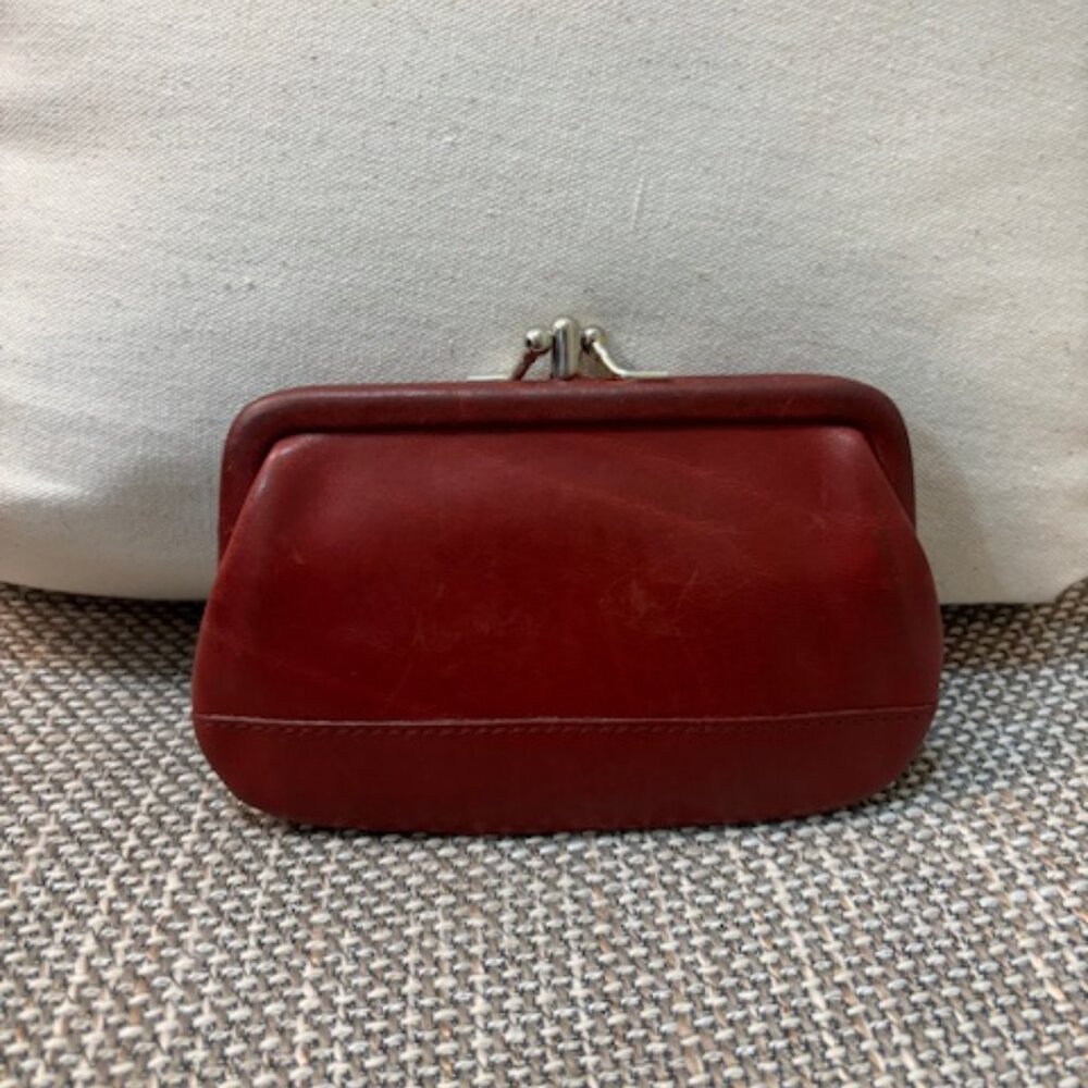 Authentic Vintage Coach Double Kiss Lock Coin Purse - RED